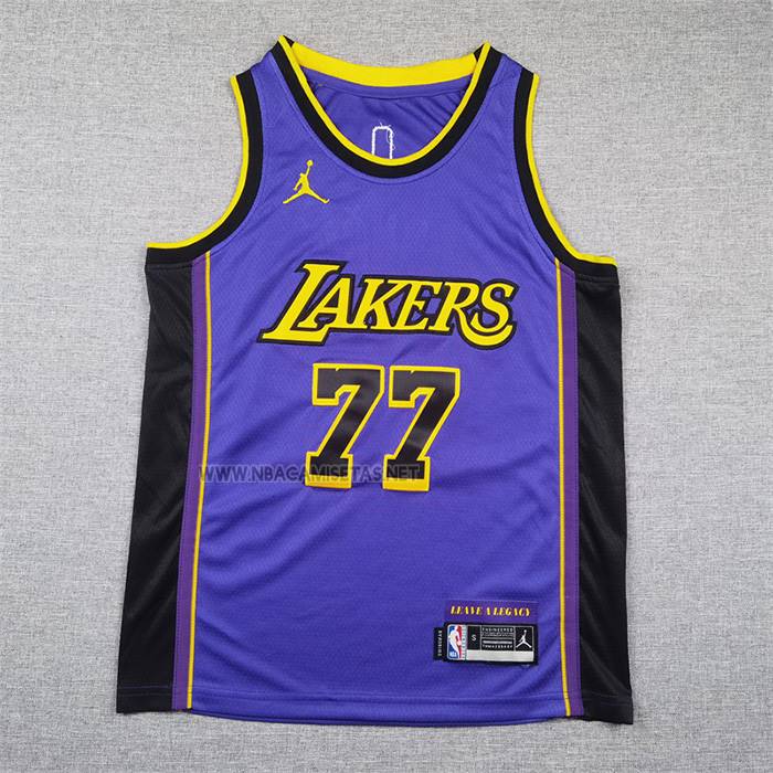 Camiseta Nino Los Angeles Lakers Luka Doncic NO 77 Statement 2024 Violeta